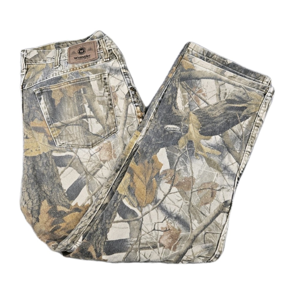 Wrangler Jeans Men's 34x32 Realtree Hardwoods‎ Camo Double Knee Hunting 97GR1HD